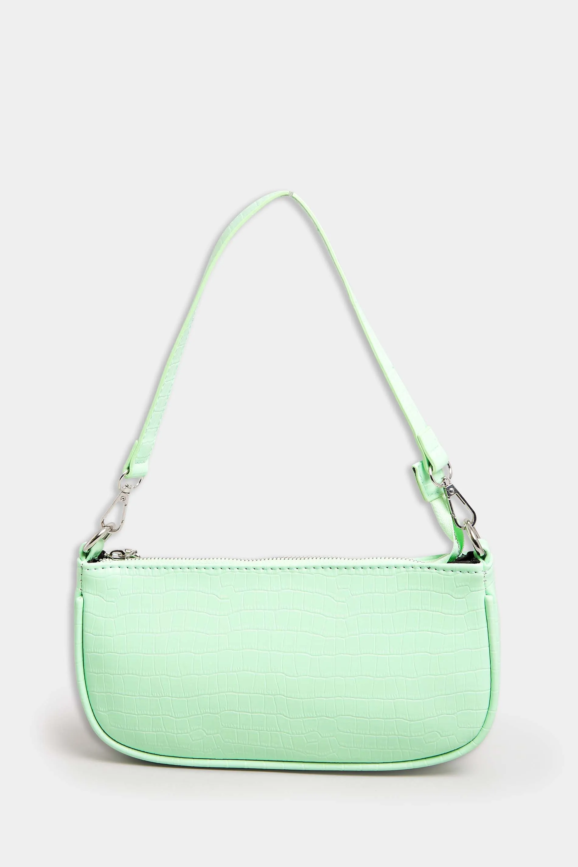 Light Green Faux Croc Shoulder Bag