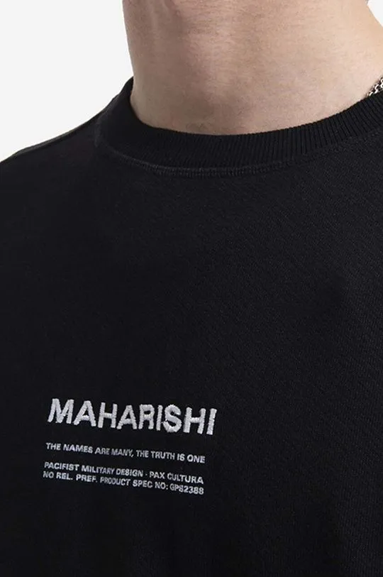 Maharishi cotton sweatshirt men's black color