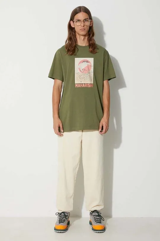 Maharishi cotton t-shirt Peace Crane T-Shirt green color 1072