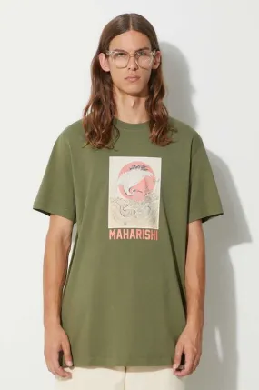 Maharishi cotton t-shirt Peace Crane T-Shirt green color 1072