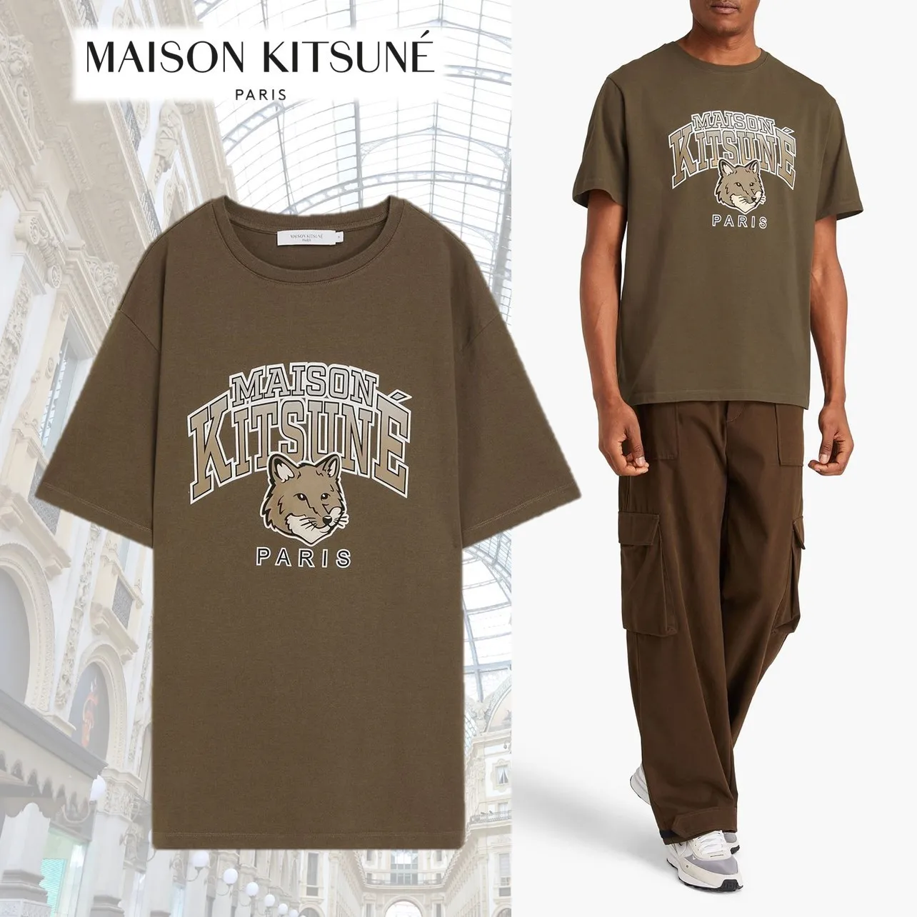 MAISON KITSUNE  |Crew Neck Plain Cotton Short Sleeves Logo Designers