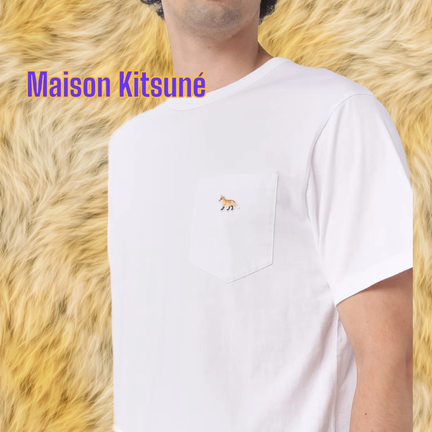 MAISON KITSUNE  |Crew Neck Street Style Plain Cotton Short Sleeves Logo