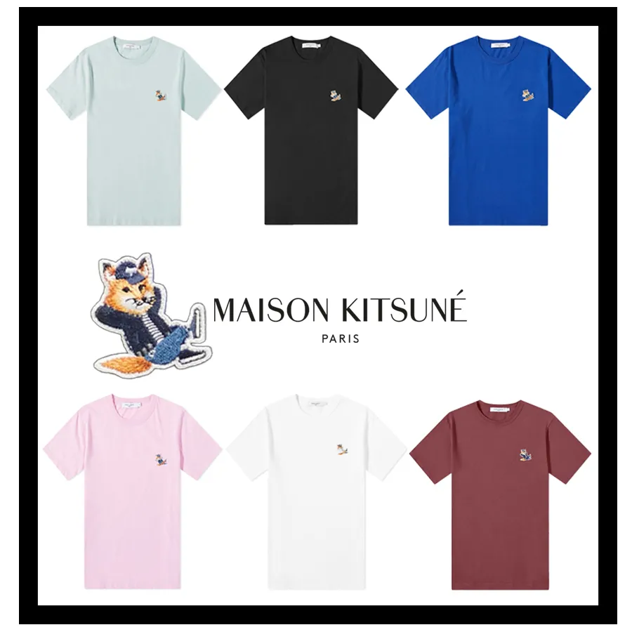 MAISON KITSUNE  |Short Sleeves Logo Designers T-Shirts