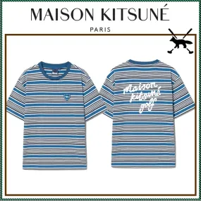 MAISON KITSUNE  |Street Style Plain Cotton Short Sleeves Logo Designers