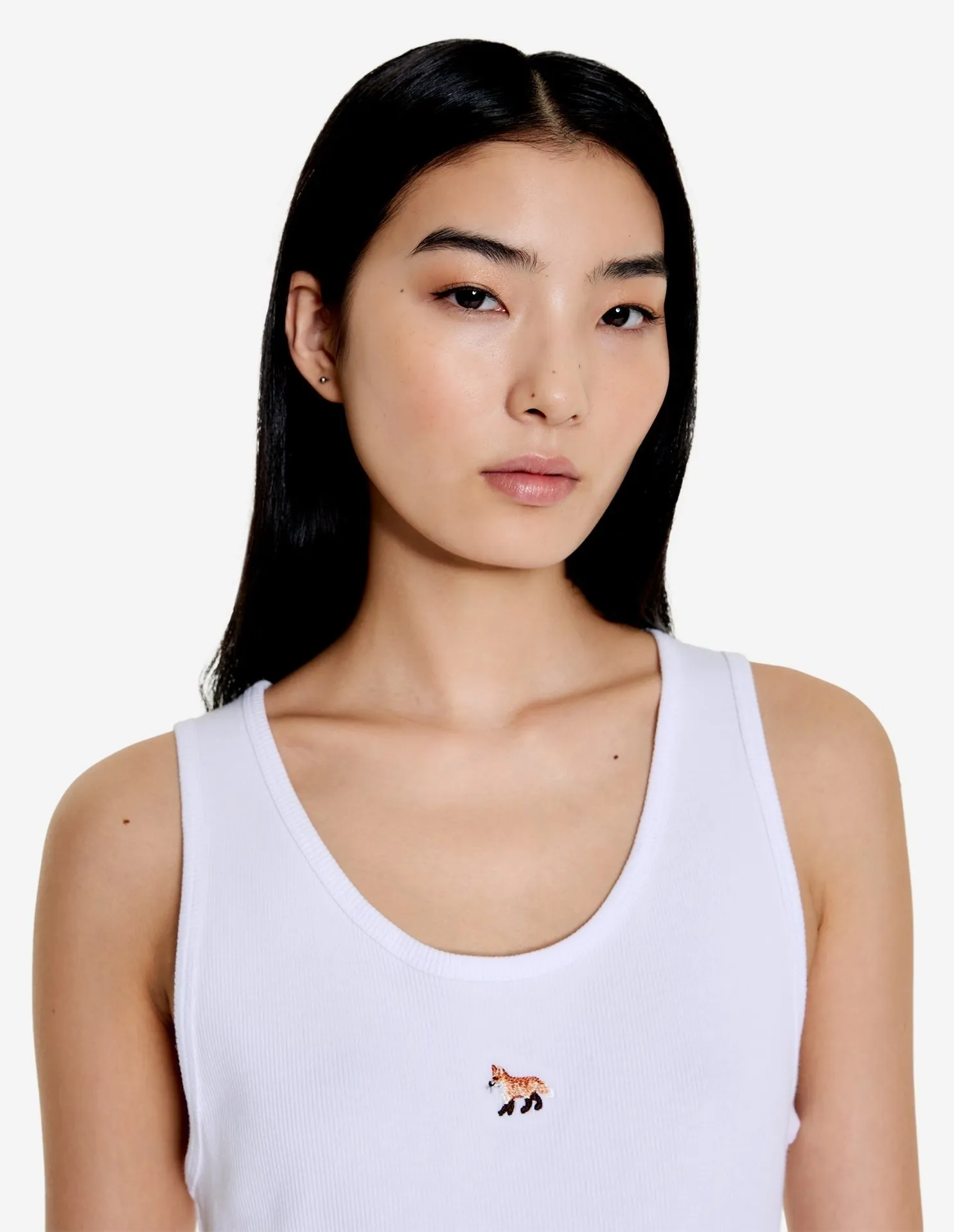 MAISON KITSUNE  |Street Style U-Neck Plain Cotton Logo Tanks & Camisoles