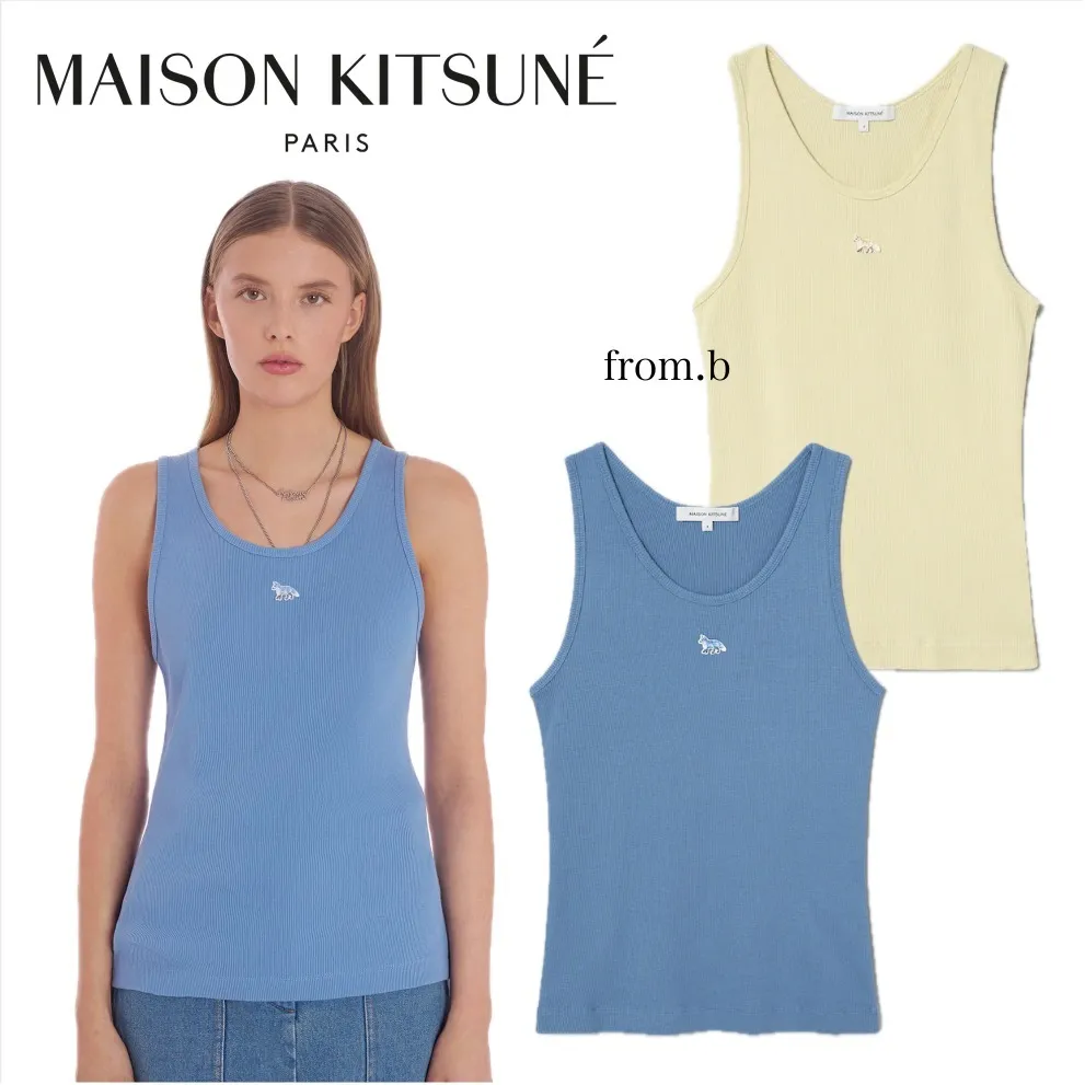 MAISON KITSUNE  |Street Style U-Neck Plain Other Animal Patterns Cotton Logo