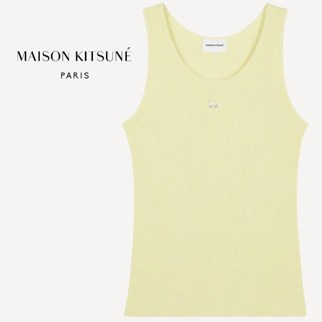 MAISON KITSUNE  |U-Neck Plain Cotton Tanks & Camisoles