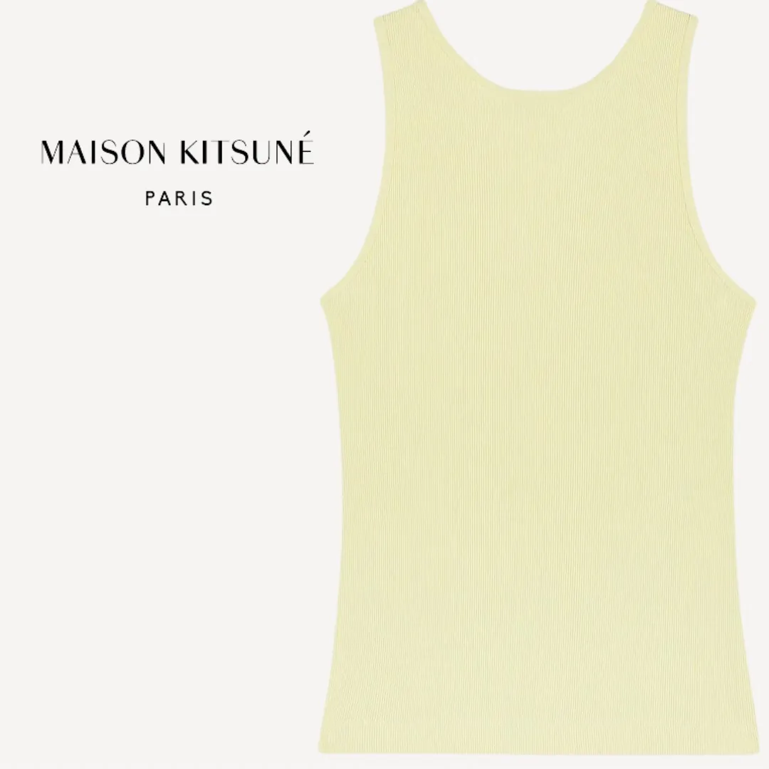 MAISON KITSUNE  |U-Neck Plain Cotton Tanks & Camisoles