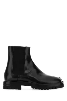 Maison Margiela Black Leather Tabi County Chelsea Ankle Boots