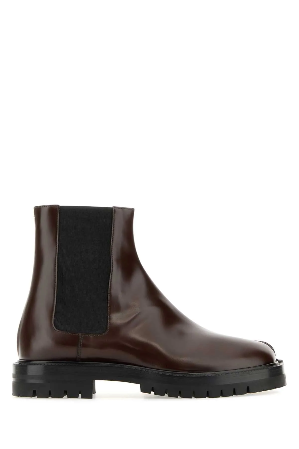 Maison Margiela Burgundy Leather Tabi County Chelsea Ankle Boots