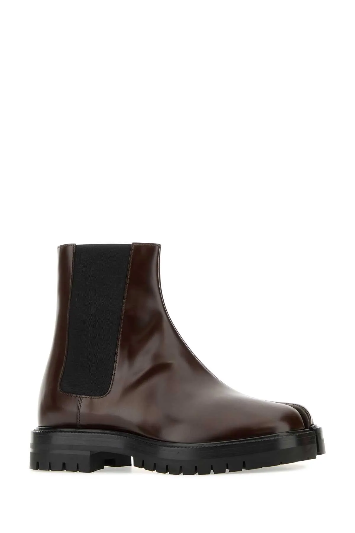 Maison Margiela Burgundy Leather Tabi County Chelsea Ankle Boots