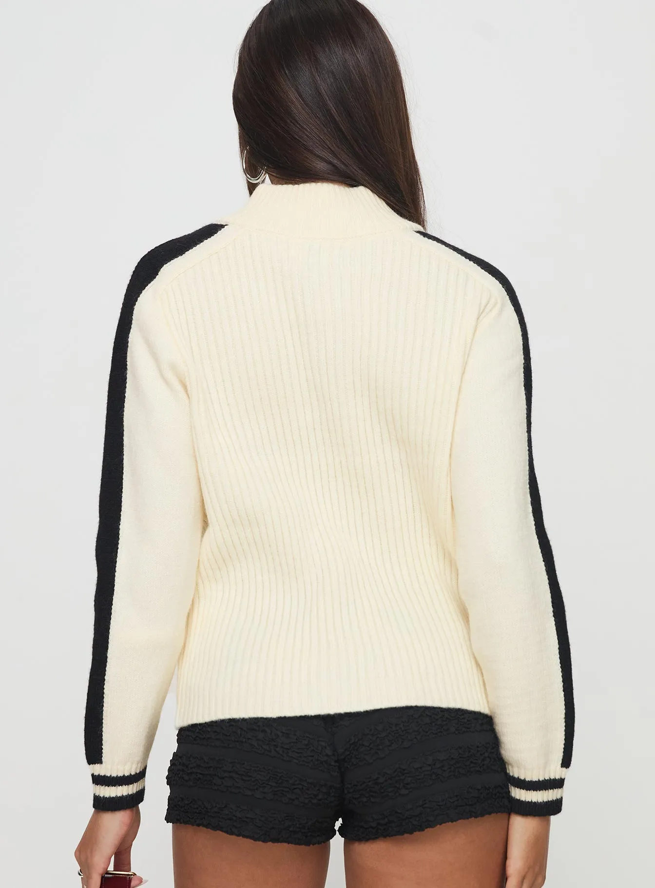 Mandee Quarter Zip Knit Sweater Cream