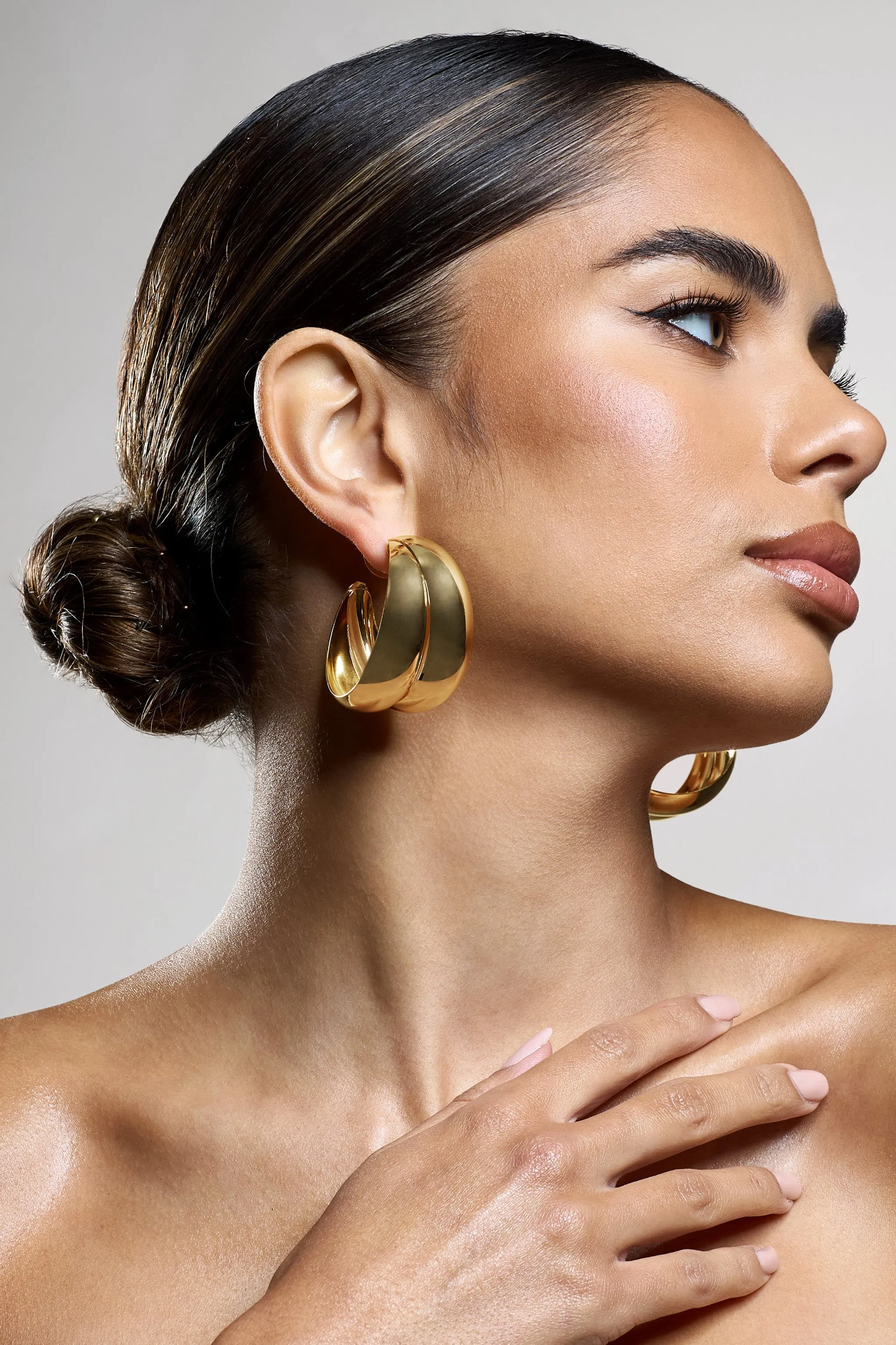 Manuka | Gold Chunky Layered Hoop Earrings