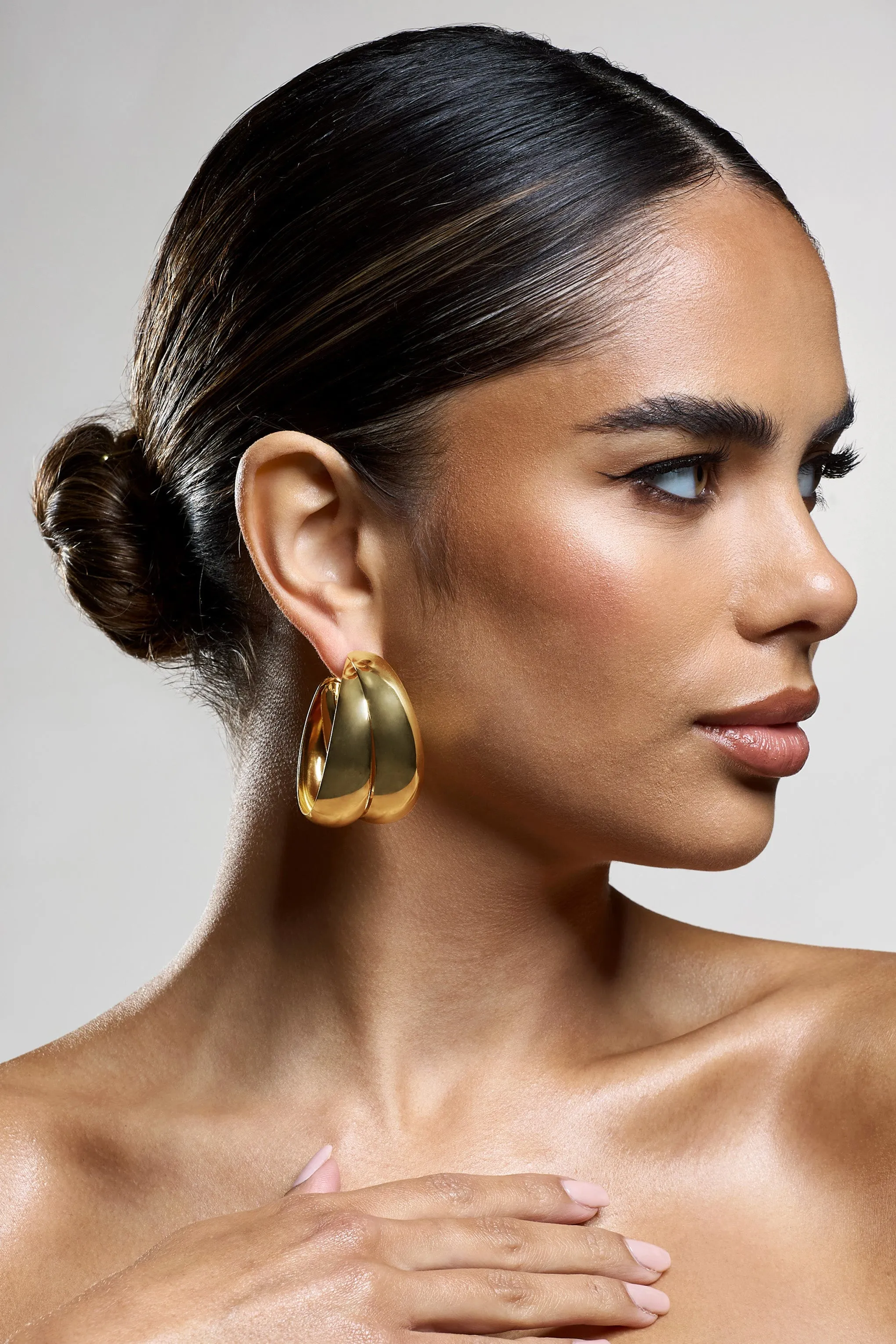 Manuka | Gold Chunky Layered Hoop Earrings