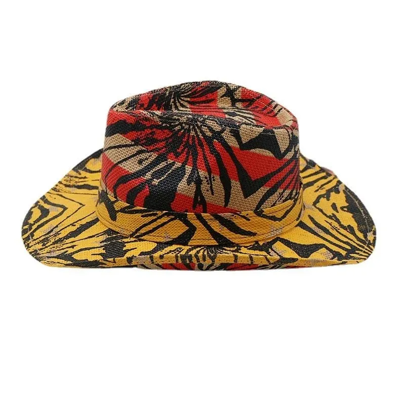 Men and Women Summer Fashion Printed Casual Western Jazz Cowboy Hat