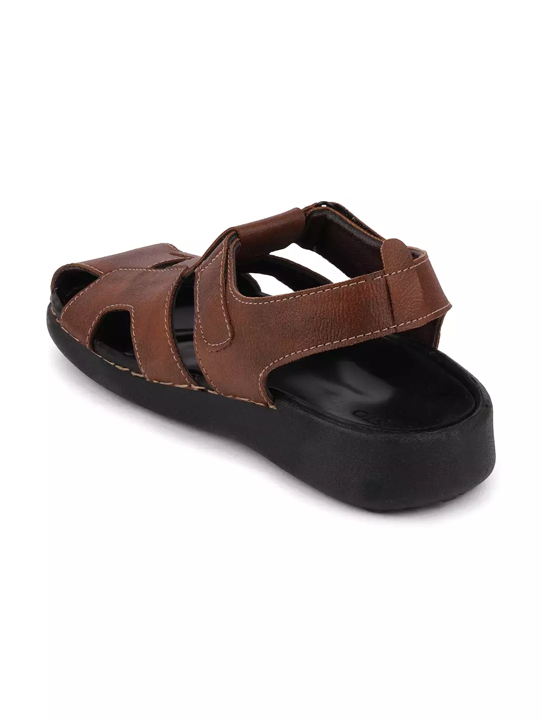 Men Brown Casual Hook & Loop Fishermen Sandals