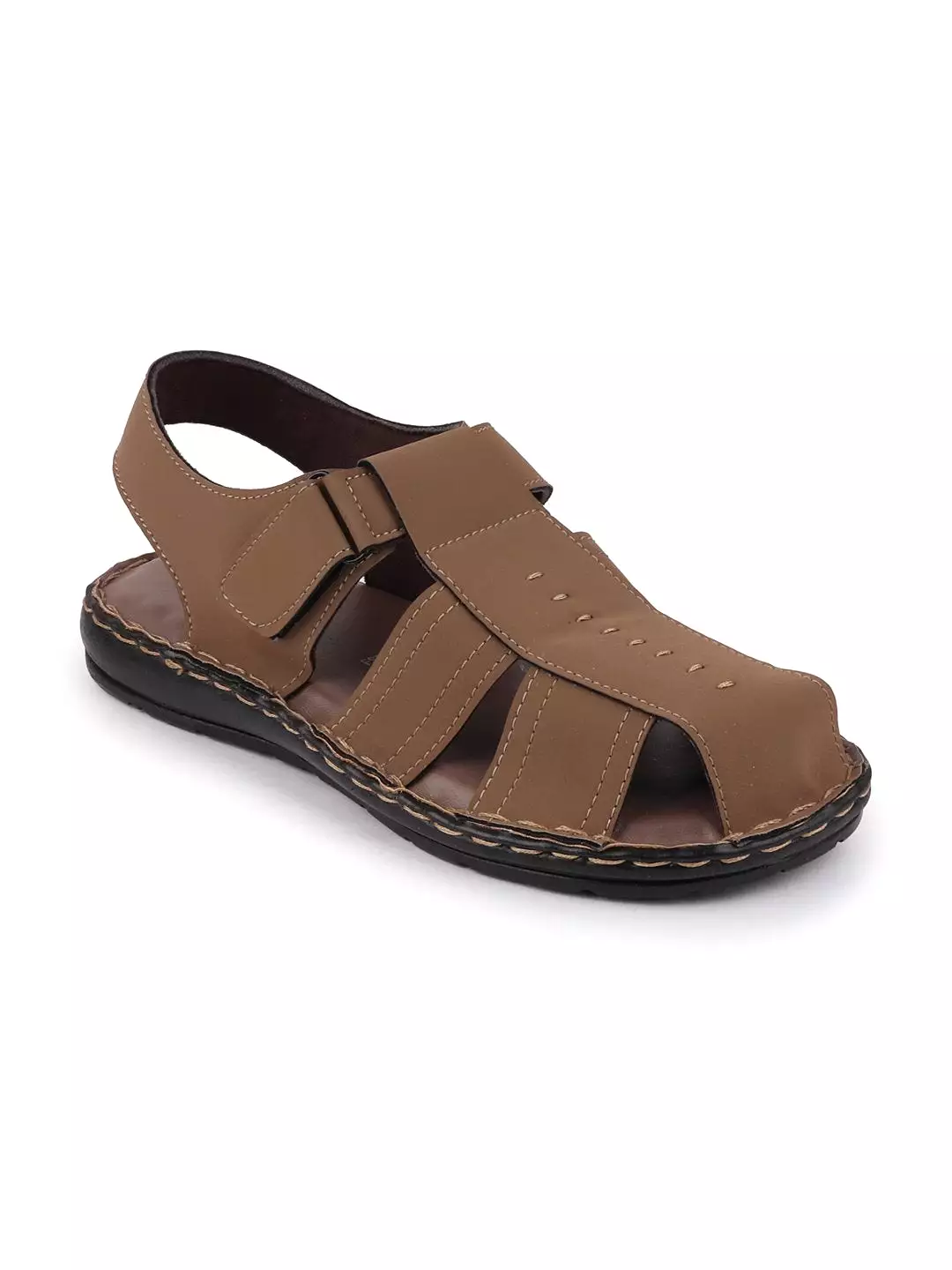 Men Camel Casual Hook & Loop Fishermen Sandals