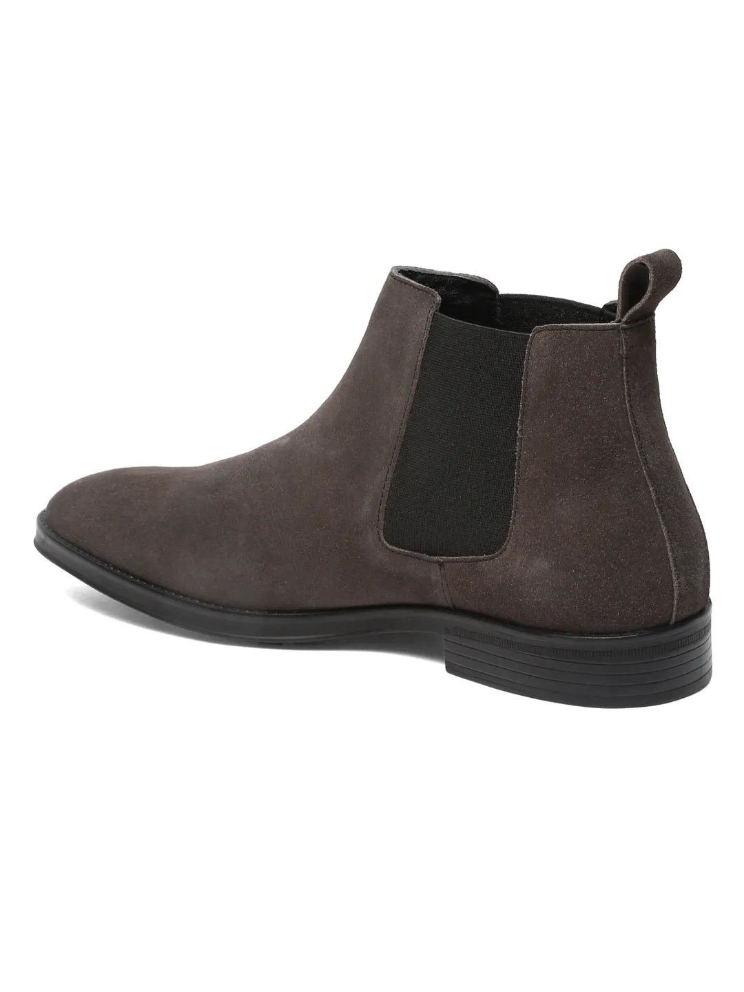 Men Grey Suede Mid-Top Chelsea Boot