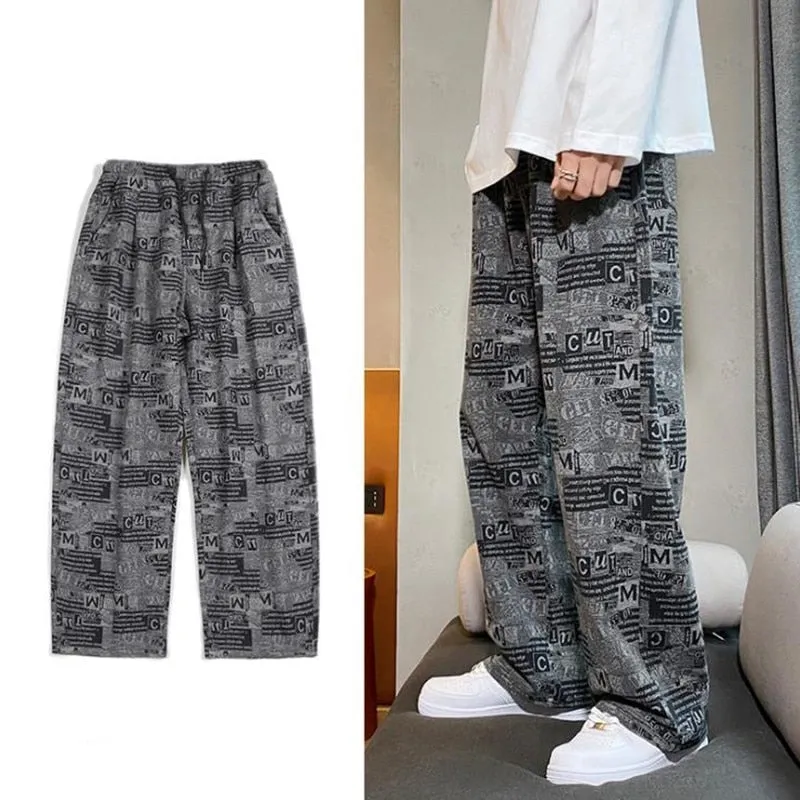 Men's Autumn Knitted Elastic Waist Loose Fit Wide Leg Casual Pants