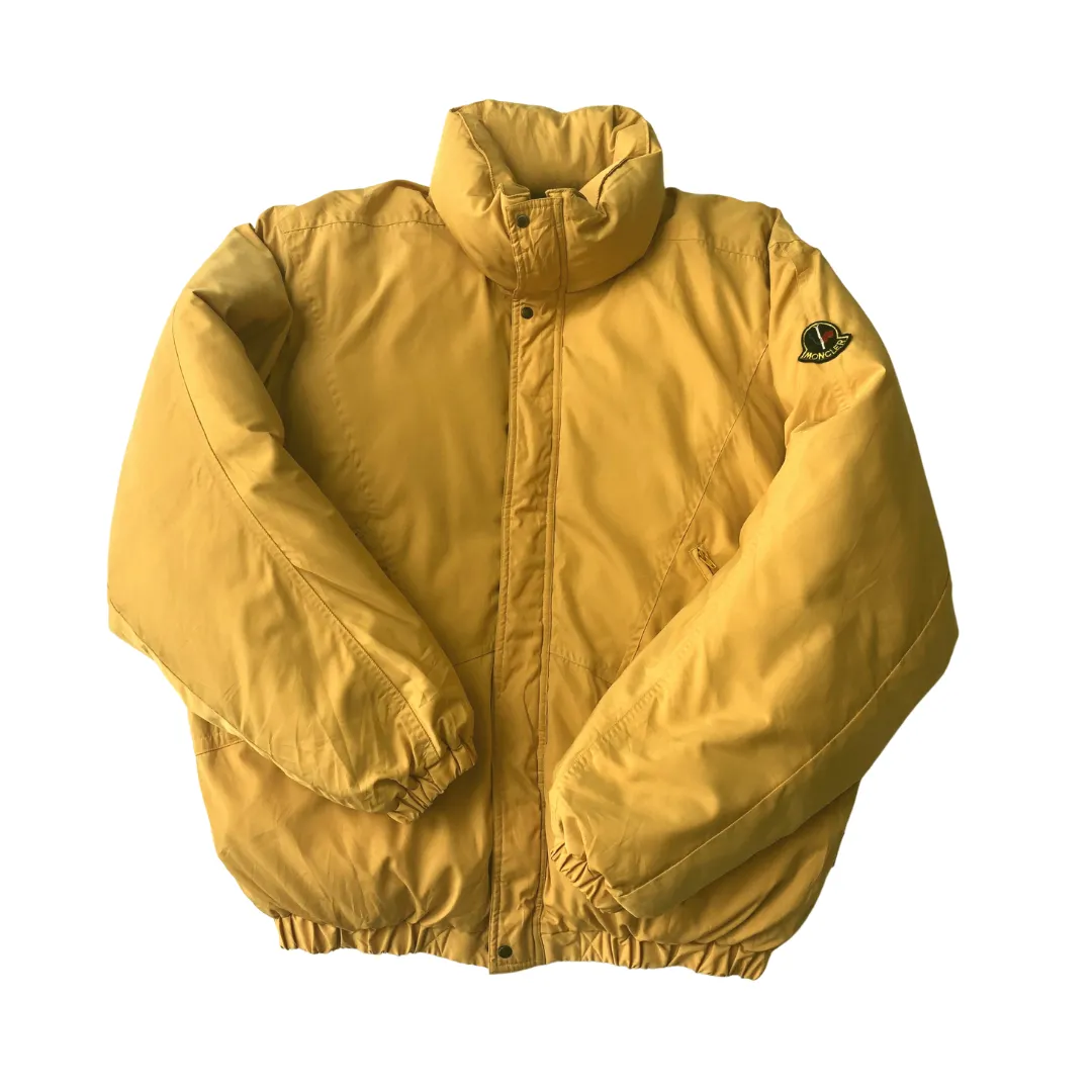 Moncler Asics Vintage 1980s Japan Yellow Puffer Jacket XL