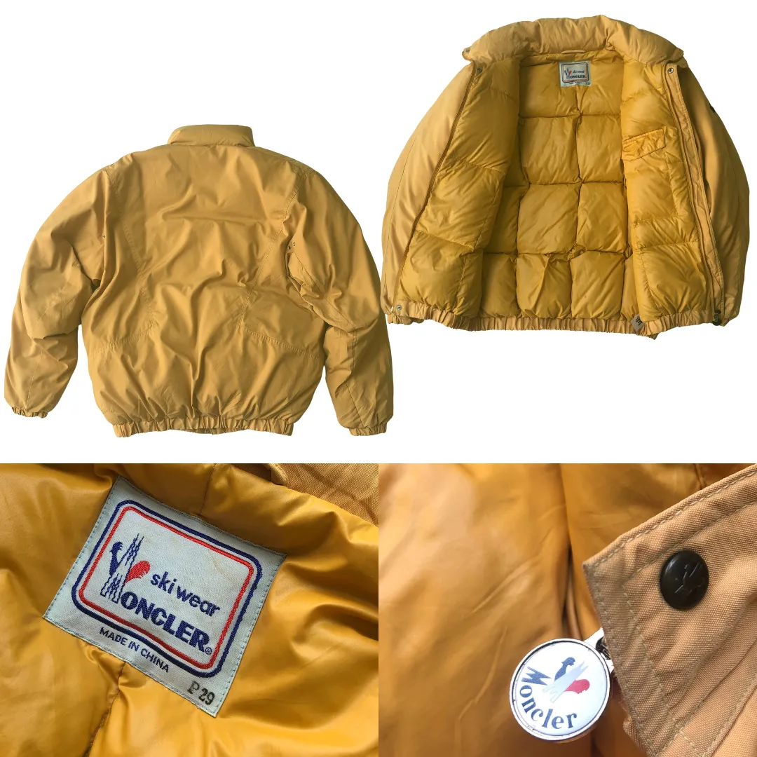 Moncler Asics Vintage 1980s Japan Yellow Puffer Jacket XL