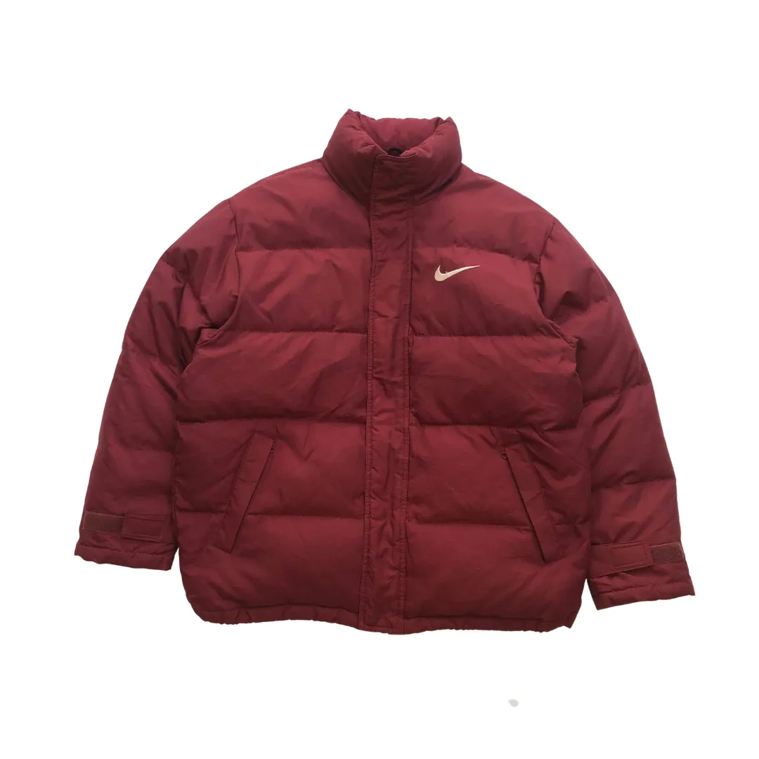 Nike 1990s Vintage Red/Burgundy Puffer Jacket Large