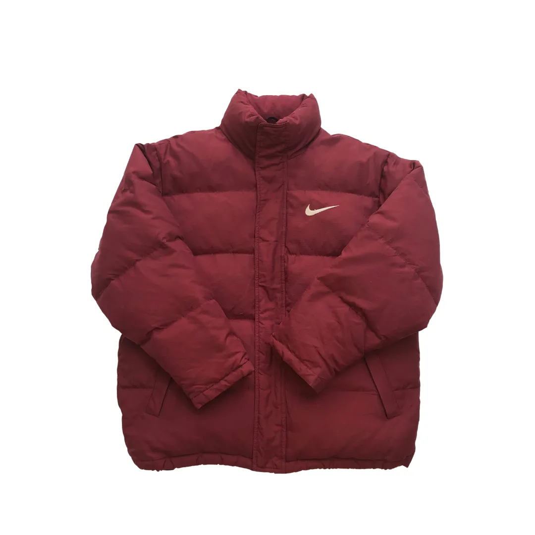 Nike 1990s Vintage Red/Burgundy Puffer Jacket Large