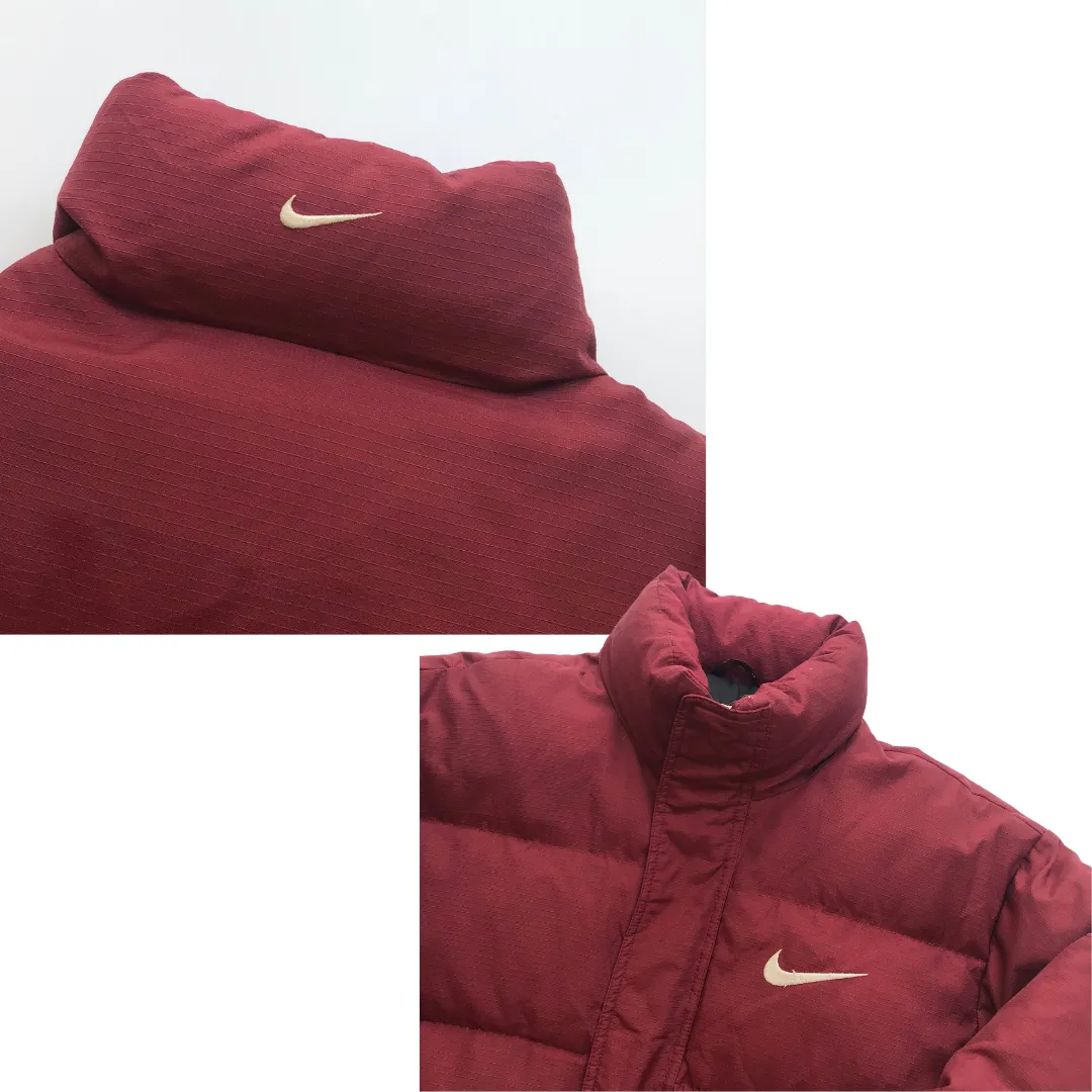 Nike 1990s Vintage Red/Burgundy Puffer Jacket Large