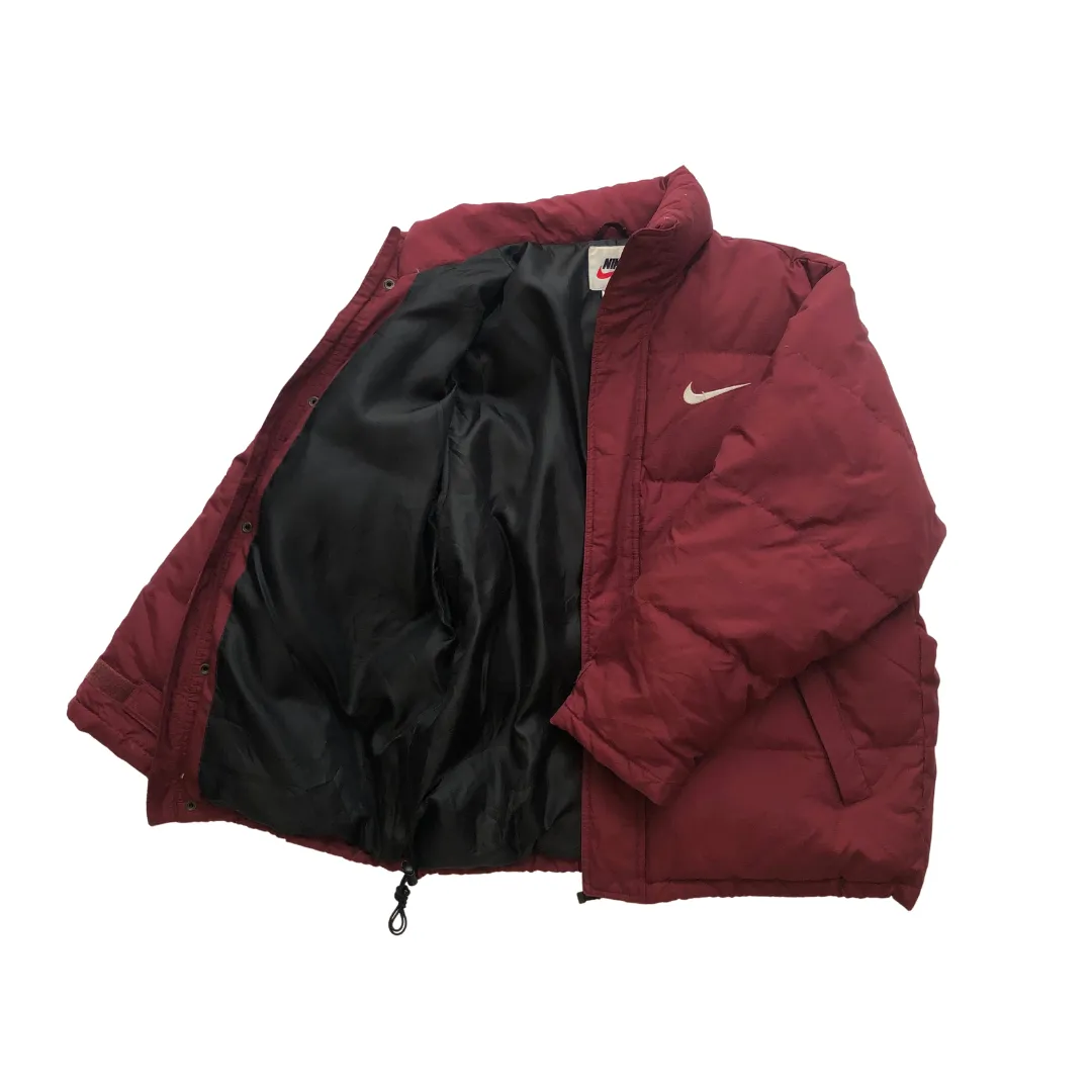 Nike 1990s Vintage Red/Burgundy Puffer Jacket Large