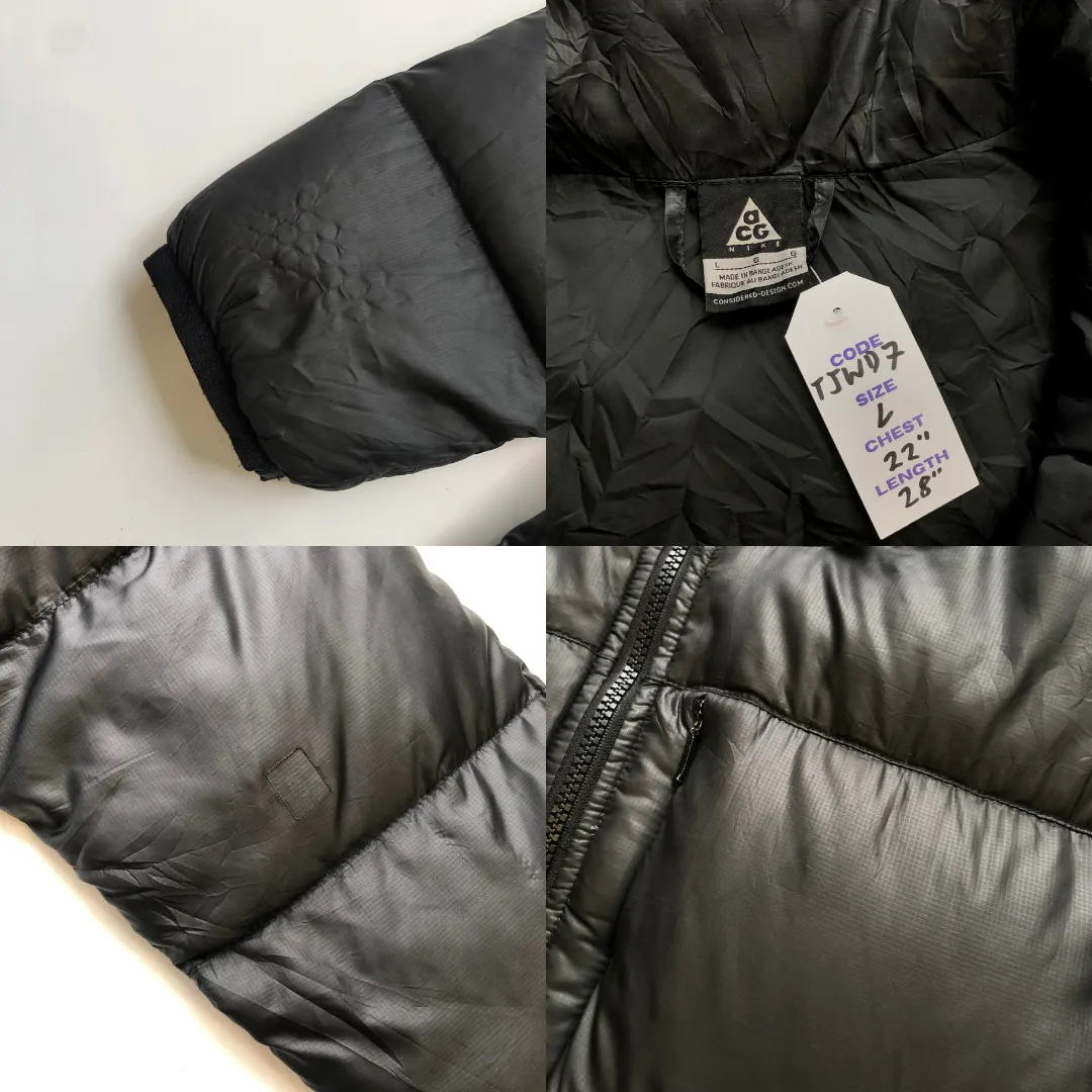 Nike ACG Vintage Black Down Puffer Jacket Large