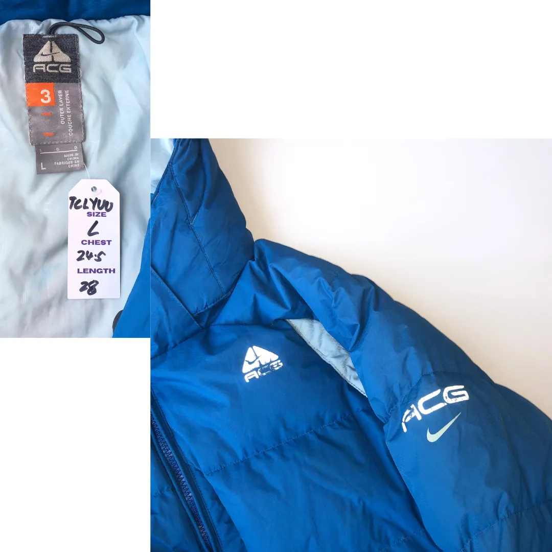 Nike ACG Vintage Blue Down Puffer Jacket Large