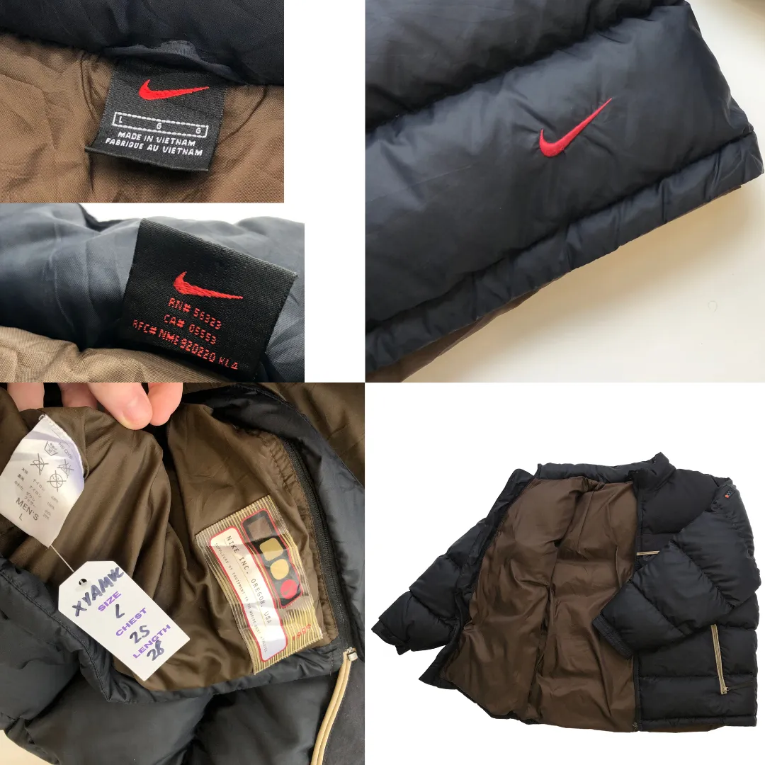 Nike Vintage 1990s Black Down Puffer Jacket Large