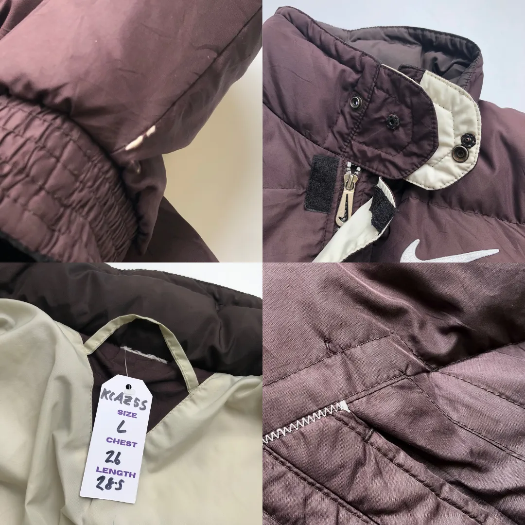 Nike Vintage 1990s Brown Down Puffer Jacket Large