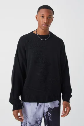 Oversized 3D Graphic Detail Knitted Sweater