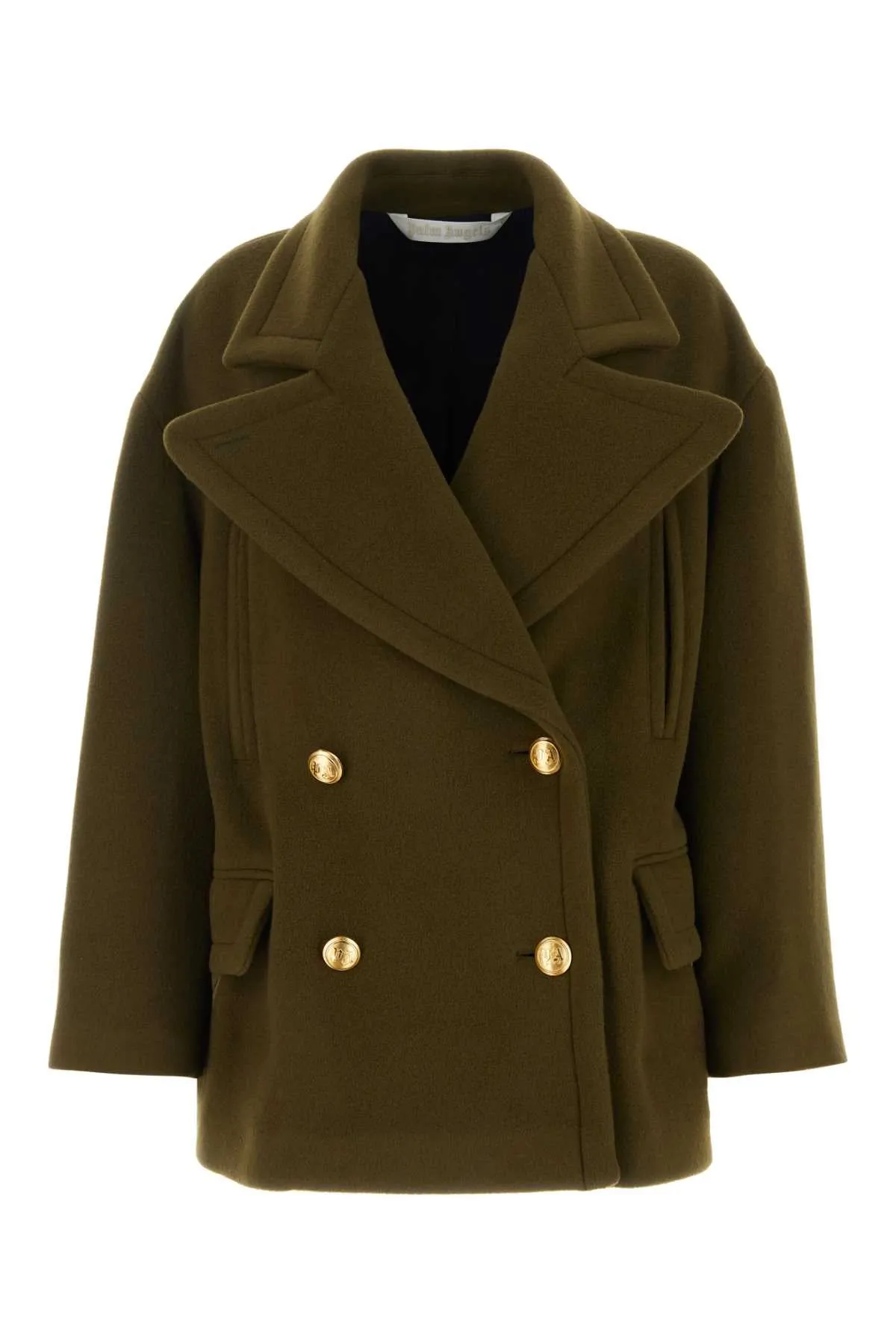 Palm Angels Olive Green Felt Coat