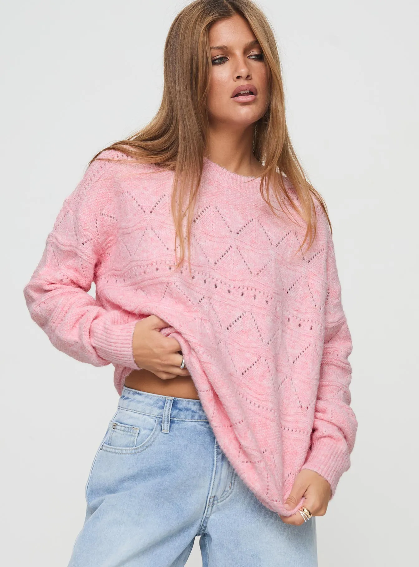 Pierce Pointelle Sweater Blush