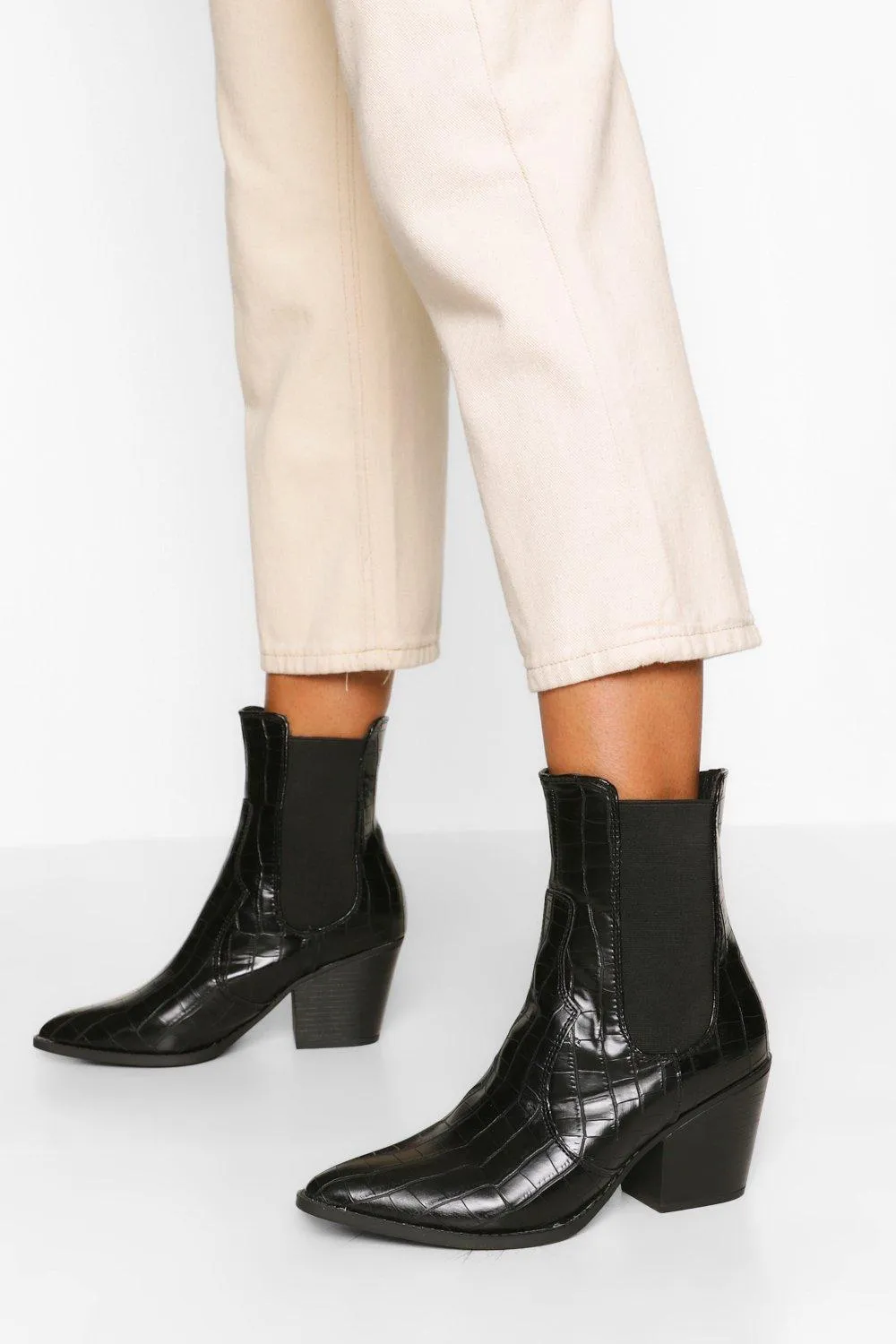 Pointed Toe Croc Chelsea Boots