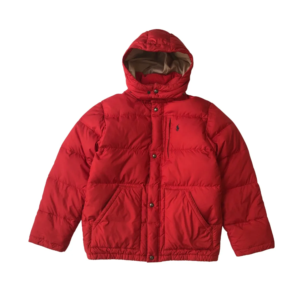 Polo Ralph Lauren 1990s Vintage Red Down Puffer Jacket Large