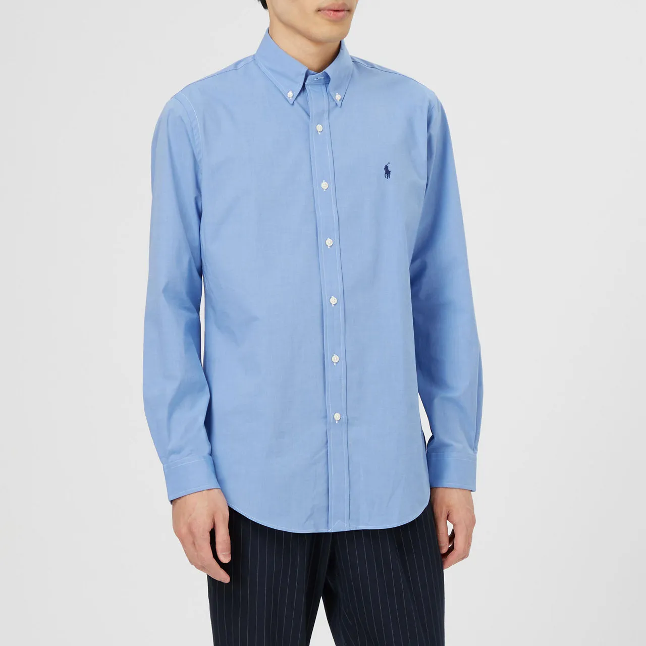 POLO RALPH LAUREN End On End Poplin Logo Shirt - Blue