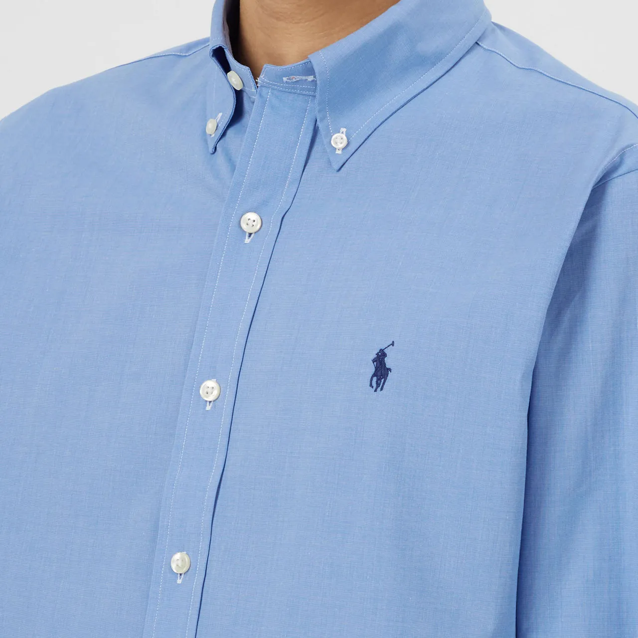 POLO RALPH LAUREN End On End Poplin Logo Shirt - Blue