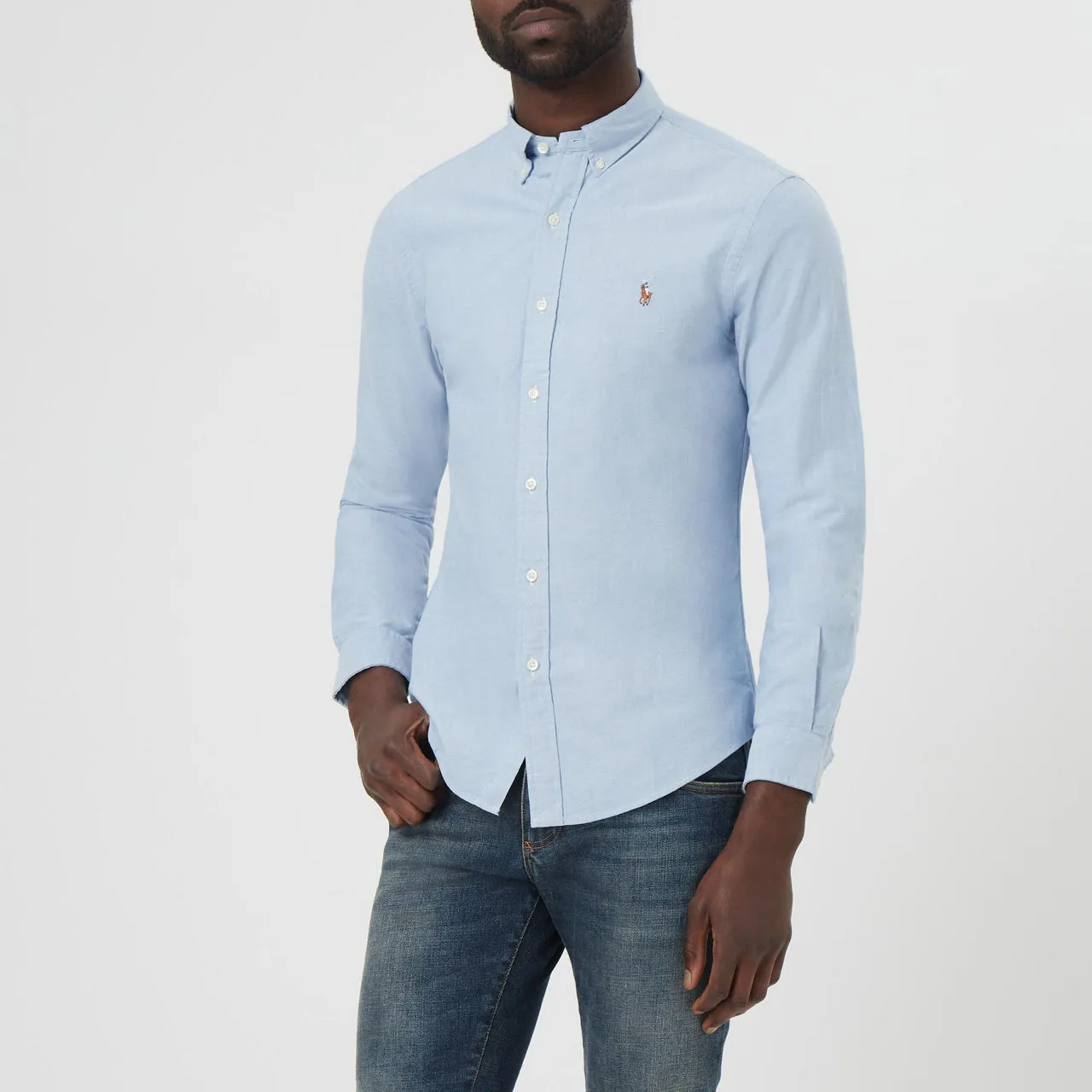 POLO RALPH LAUREN Slim Fit Cotton Oxford Shirt - Blue