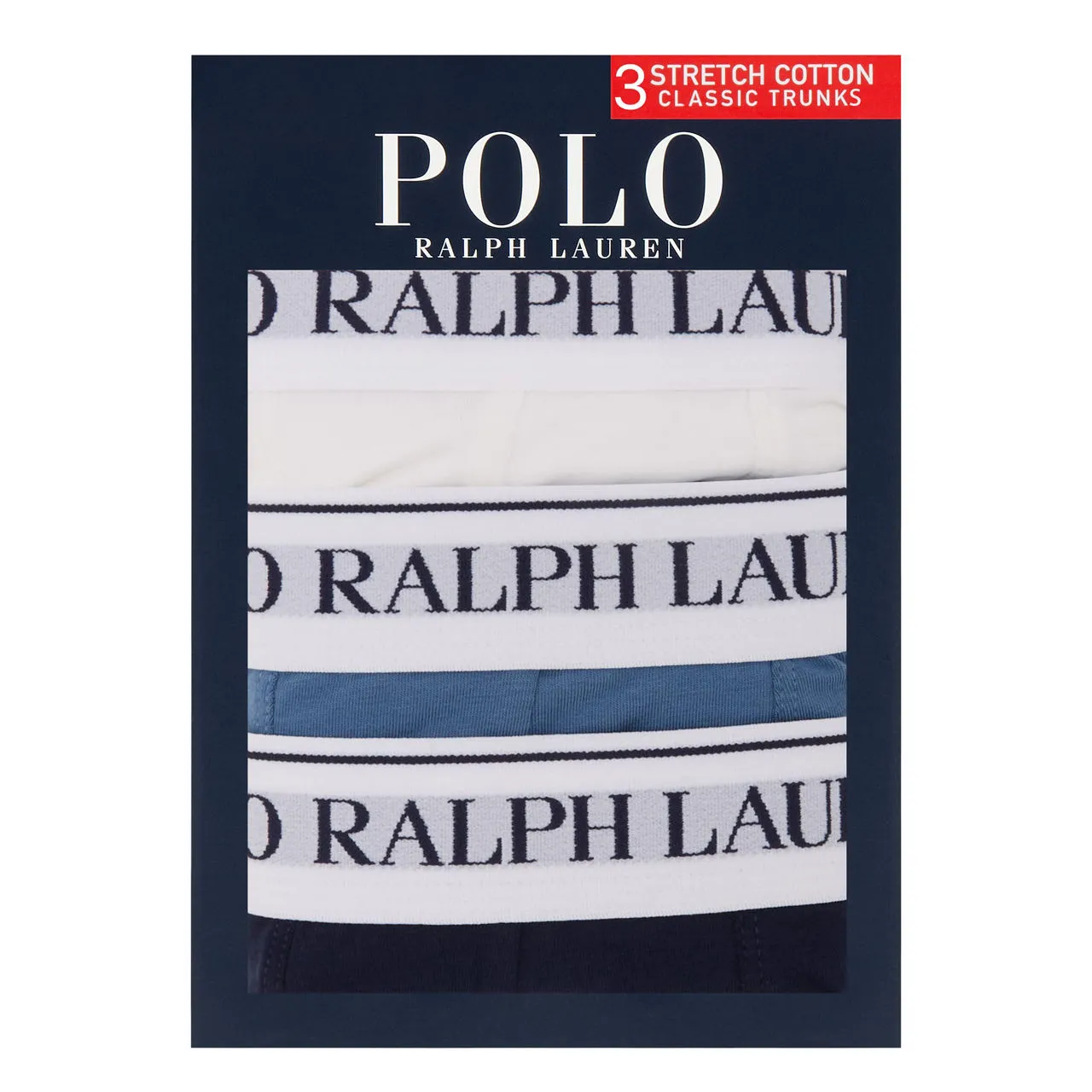 POLO RALPH LAUREN Three-Pack Mixed Solid Classic Trunks - Blue