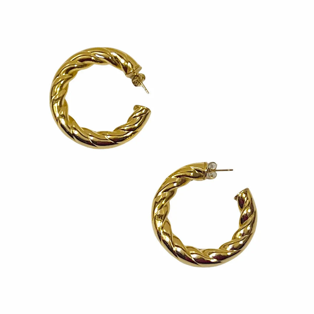 'Reese' Chunky Twist Hoop Earrings