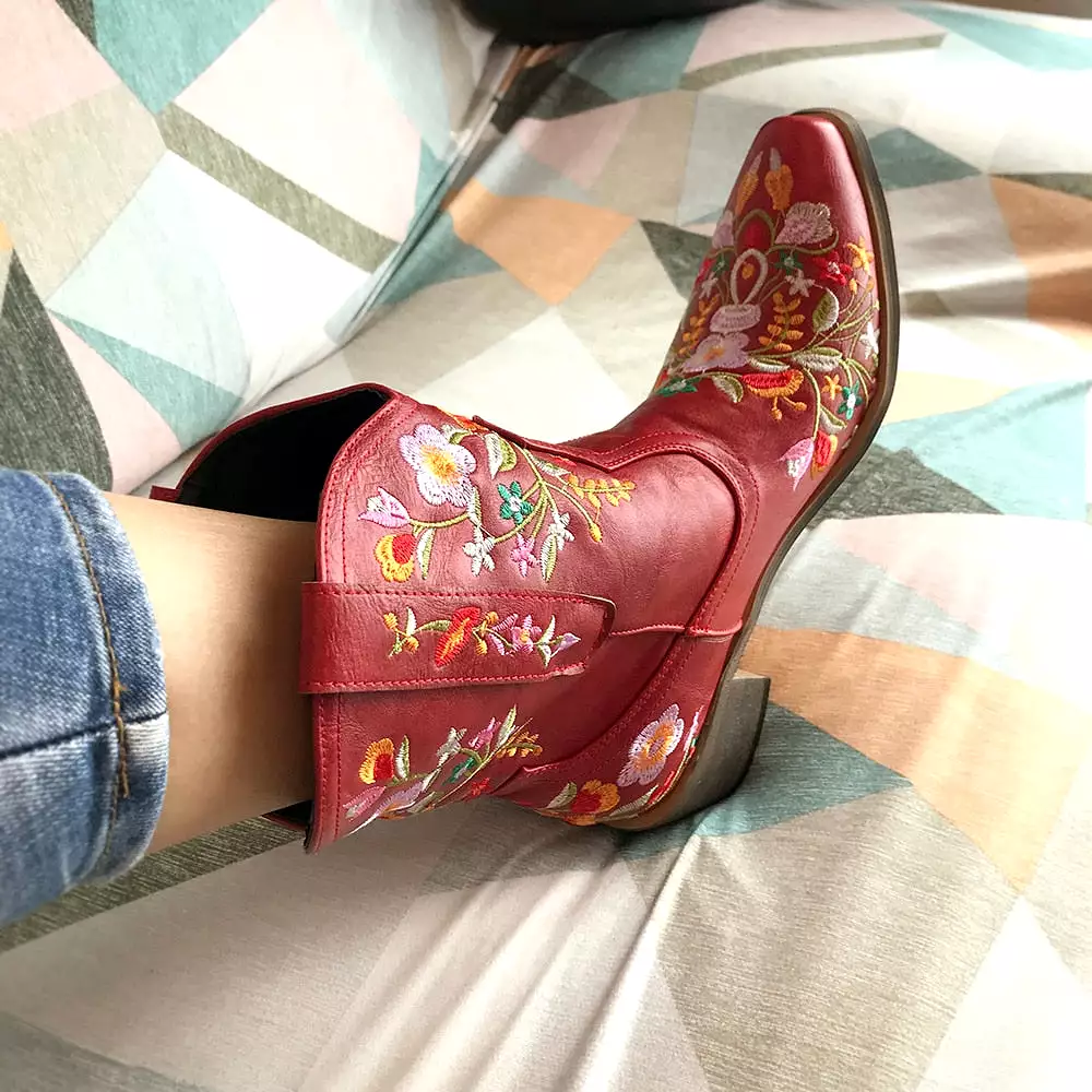 Retro cowboy boots  Low Heel Autumn Winter Women Shoes