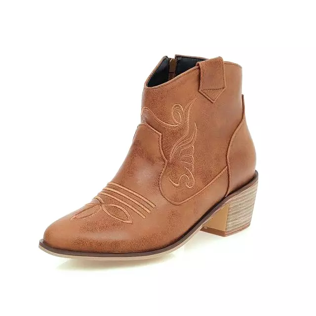 Retro cowboy boots  Low Heel Autumn Winter Women Shoes