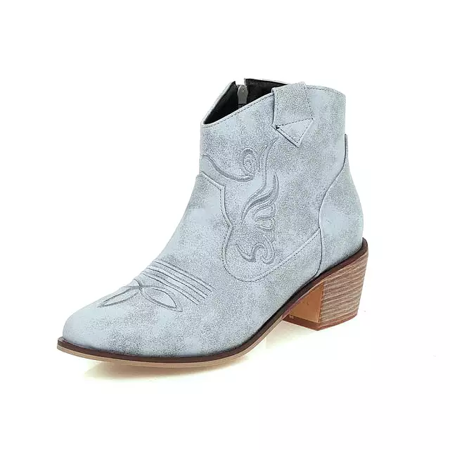 Retro cowboy boots  Low Heel Autumn Winter Women Shoes