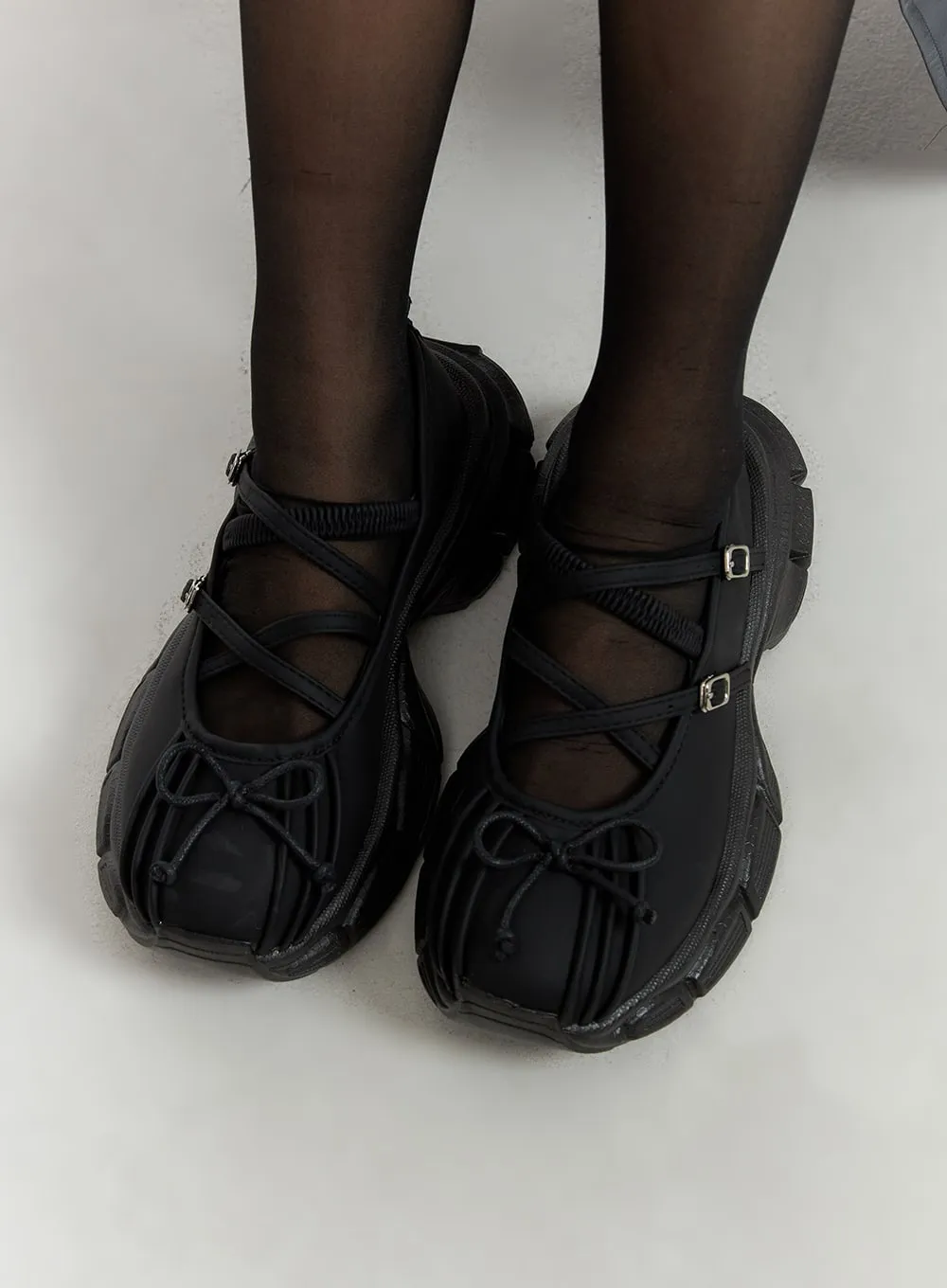 Ribbon X Strap Chunky Sneakers CA404