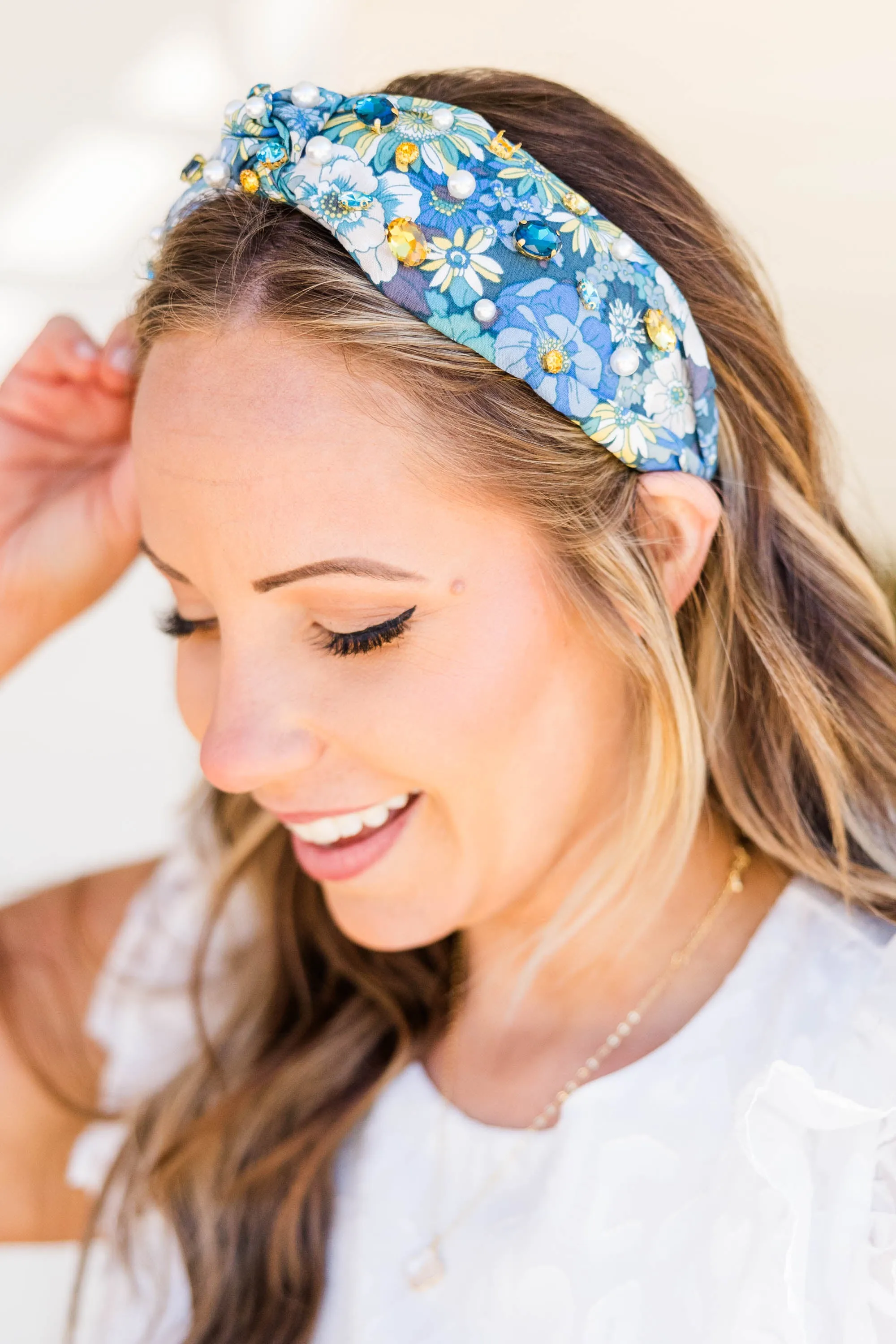 Sand, Palm, And Beach Headband, Blue-Gold