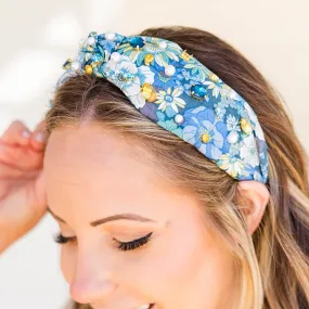 Sand, Palm, And Beach Headband, Blue-Gold