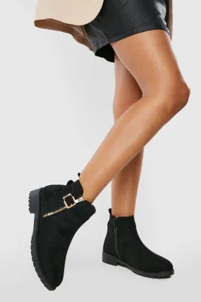 Side Buckle And Zip Chelsea Boots